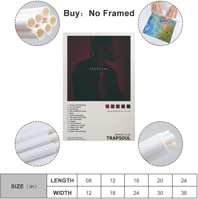 OrdaLi Bryson Poster Tiller Trapsoul Music Album Cover Canvas Poster Wall Art Decoration Print Picture Canvas Mural Suitable for Living Room Bedroom Decoration 08x12inch(20x30cm) Unframe-style