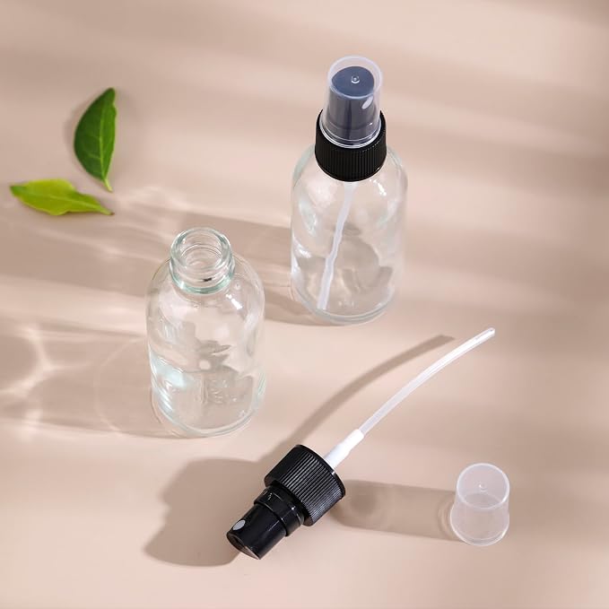NOOEEISS Clear Glass Small Spray Bottles 2 oz 24 Packs,Fine Mist Sprayer Pretty Finish,Refillable Containers mini spray bottles for Cleaning Solutions and Skin Care (Clear 24Pack)