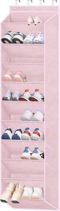 SLEEPING LAMB Over The Door Shoe Organizer for Closet with Large Deep Pockets, Narrow Shoe Rack for Door Hanging Boots Storage, Pink