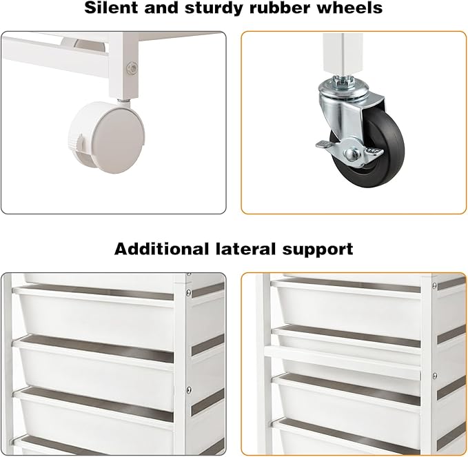 Rolling Storage Cart 8 Drawers Utility Organizer with Wheels