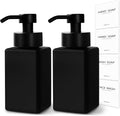 Black Foaming Hand Soap Dispenser, 12oz/350ml Glass Square Foam Soap Dispenser Set, 2Pcs Foaming Soap Dispenser with Foaming Pump, Refillable Soap Foam Dispenser for Bathroom, Kitchen