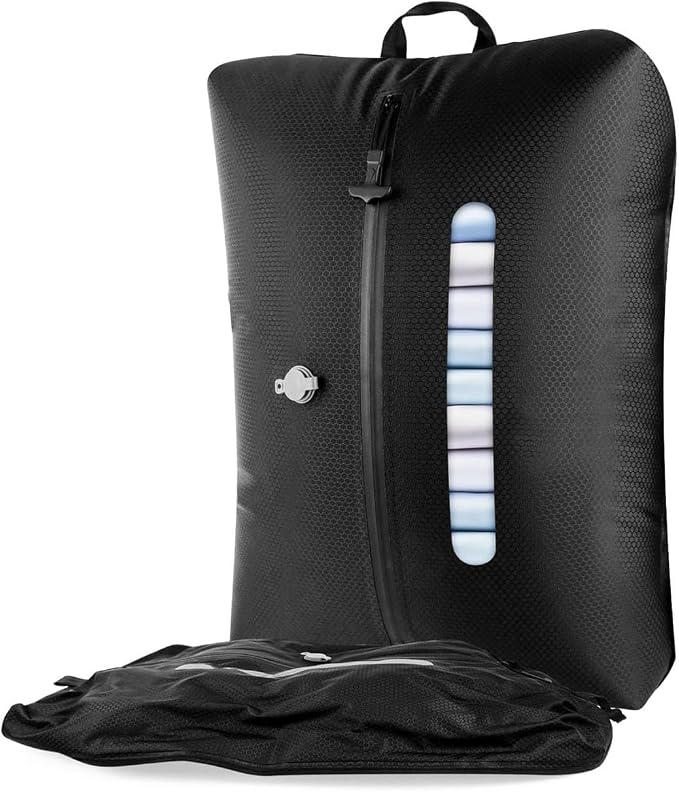 AIDONS Vacuum Seal Bags for Clothing Travel - Reusable Vacuum Compression Bags for Storage Clothes & Blankets, Fits Carry-On, Backpack, Suitcase & Home(Black 1PC+No Pump)
