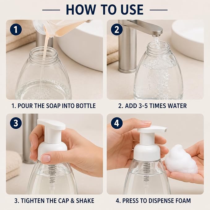 Bar5F Foaming Soap Dispenser for Castile & Liquid Hand Soap, 8.5 oz | Rich Foaming Action—Creates foam from liquid soap while helping reduce soap use