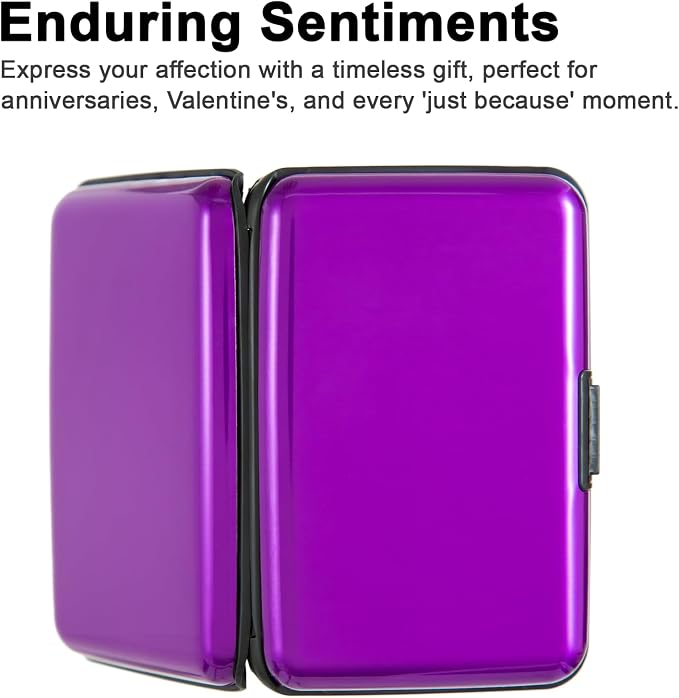 Credit Card Holder, RFID Blocking Metal Card Wallet for Women Men Slim ID Card Holders Protector Aluminum Business Hard Case (Purple)