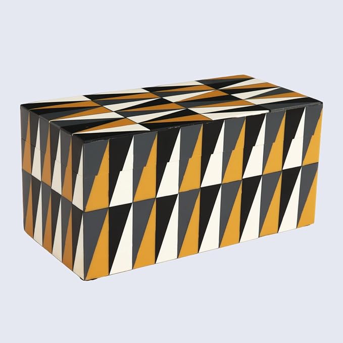 Handicrafts Home Large Decorative Storage Box with Lid, Keepsake Storage Box, Decorative Jewelry & Memory Box for Coffee Table, Shelf & Bedroom Decor, Puzzle Guild 10 x 5 x 5 (Multicolor Box)