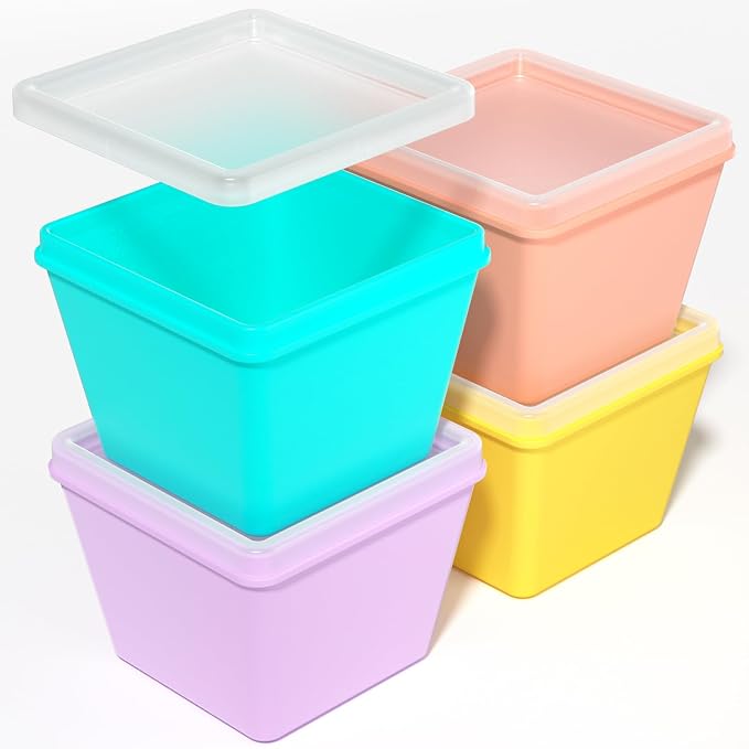 Gemice 1-Cup Silicone Freezer Molds with Lids, Individual 4-Pack | Oven & Dishwasher Safe, BPA-Free Soup Portion Cubes Trays, Freezer Containers for Food Storage
