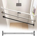 Closet Rod Flange Adjustable Closet Rod for Angled Wall, Retractable Corner Shower Curtain Rod Stainless Steel, 180° Swivel Hanging Clothes Support Pole(Silver,150-260cm(59"-102"))