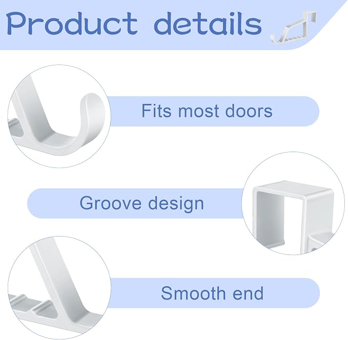 Space Saving Plastic Over Door Hooks Door Hanger Hooks Multi Hanging Storage Organizers Door Hangers Door Towel Hooks for Coats, Towels, Bags, Hats, Scarves Home Accessories (White,4 Pieces)