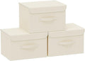 Fabric Storage Bins Cube Organizers with Flip-Top Lid and Handles,Storage Boxes for Organizing Home,Office,and Closet,Beige,3 Pack 10.2 X 7.9 X 6.7 in