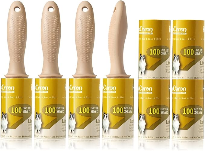 800-Sheets Lint Roller Set, 4 Durable Ergonomic Handles, Extra Sticky | 8 refills, 100 sheets ecah, Easy tear-off. Super sticky adhesive for pet hair, lint, dust on clothes, sofas & car.