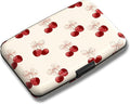 Maicican Credit Card Holder, Mini RFID Blocking Aluminum Wallet | Slim Metal Hard Case Travel Wallet ID Case for Women and Men, 4.3 x 2.9 Inches, Polka Dot Bow Cherry
