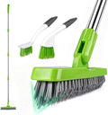 Grout Brush with Long Handle & Groove Gap Scrub Brush, Grout Cleaning Brush,V-Shape Grout Scrub Brush,Grout Cleaner Brush for Bathroom,Tile,Baseboard, Kitchen, Space Window Track, Corner