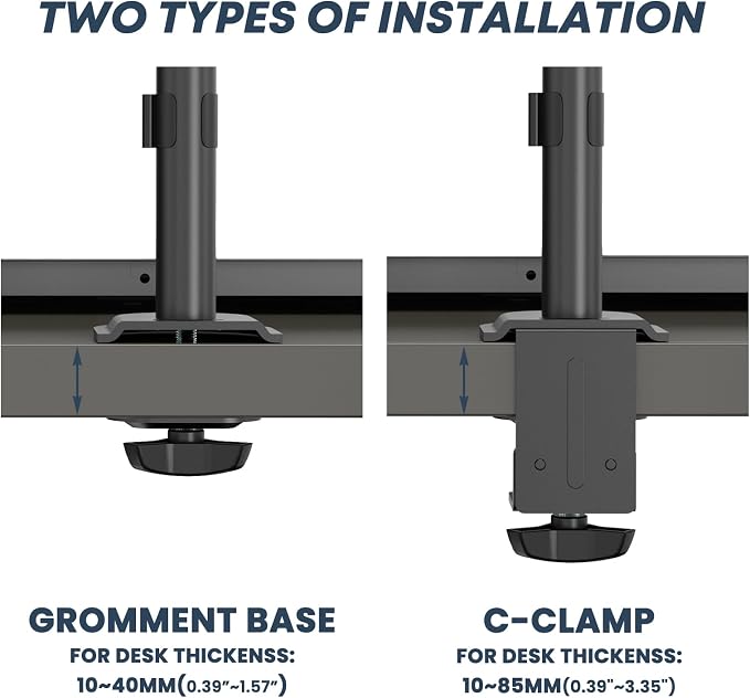 Dual Monitor Stand and Laptop Mount Fit Two 17 to 32 Inch Monitor and 10 to 15 Inch Laptop,Extra Tall Adjustable Stand,19.8 lbs Weight Capacity per Arm,Black