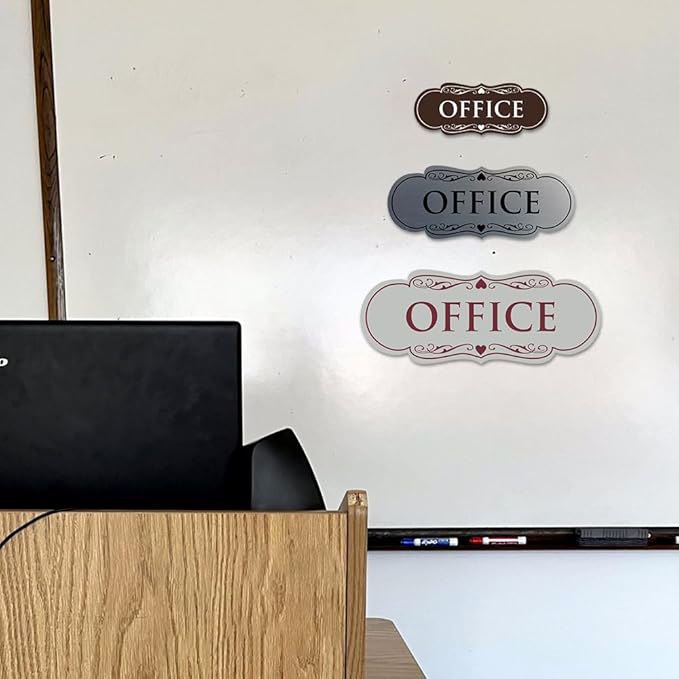 All Quality Designer Office Sign | Easy Installation - Silver - Medium (1 Pack)