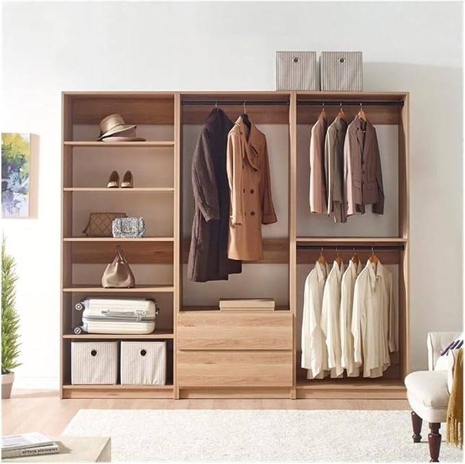 Maykoosh Closet System Organizer - Customizable Walk-in Wardrobe Storage Oak/Model ECA 3 Closet