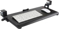 Keyboard Tray Under Desk Clamp, 26.77" Large Slide-Out Keyboard and Mouse Tray, Ergonomic Under Desk Keyboard Tray with Smooth Wrapped Edge, Space Saving Desk Extender for Home Office, Black
