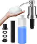 Foaming Soap Dispenser for Kitchen Sink and Bathroom Countertop: Built in Foaming Sink Soap Dispenser Pump, Stainless Steel Foam Soap Pump with 22oz Under Counter Bottle