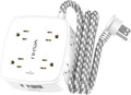 Surge Protector Power Strip - YISHU 8 Outlets with 4 USB (2 USB C) Charging Ports, 5Ft Braided Extension Cord, Flat Plug Multi Plug Outlet Extender Charging Station for Home Office, ETL, White