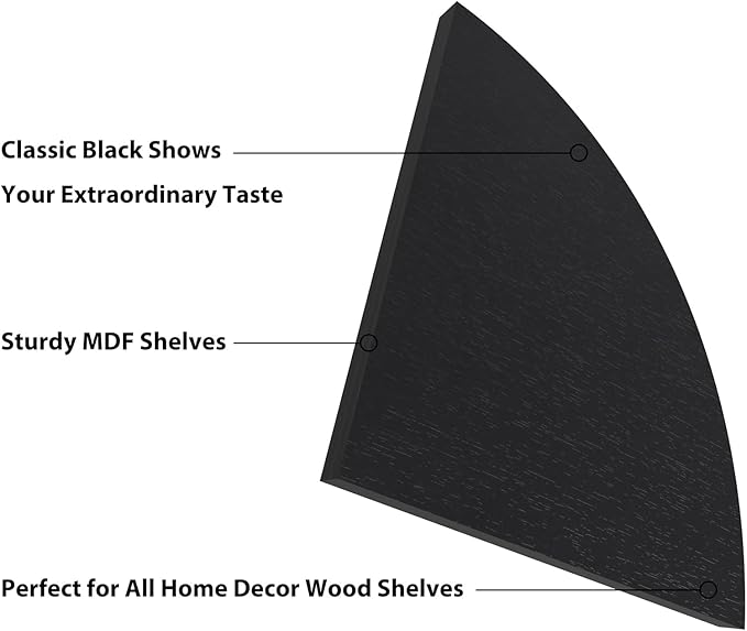 HORLIMER Floating Corner Shelf Wall Mount, Set of 6 Rustic Wood Corner Wall Shelves for Bedroom, Living Room, Bathroom, Kitchen (Black)