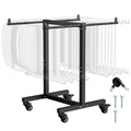VEVOR Folding Chair Rack, 200 LBS Capacity, T-Shape Chair Cart for 14 Chairs, Heavy-Duty Metal Chair Storage Dolly with Rubber Wheels, Multi-Function Chair Holder for Party Event,Hotel, Matte Black