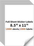 Full Sheet Sticker Label, 8.5" x 11" Shipping Label Paper (2000 Sheets, 2000 Labels), Self Adhesive Full Sheet White Matte Paper, Address Sticker Labels for Laser & Inkjet Printer