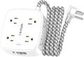 Surge Protector Power Strip - YISHU 8 Outlets with 4 USB (2 USB C) Charging Ports, 6Ft Braided Extension Cord, Flat Plug Multi Plug Outlet Extender Charging Station for Home Office, ETL, White