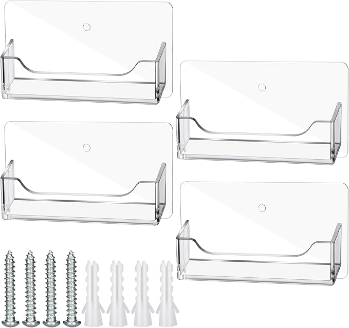 Wesiti 1 Pcs Wall Mount Business Card Holder Clear Acrylic Fit 40-50