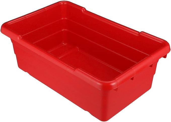 ULTRASOURCE Food Approved Bus Totes/Meat Lug (4 Totes and 4 Frosted Lids, Red)