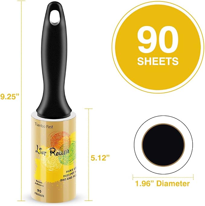 Extra Sticky Lint Rollers for Pet Hair, 450 Sheets, 5 Packs | Removes dog & cat fur, dust, fuzz & lint from clothes, couch, furniture & car for home, office & travel. Easy tear sheets