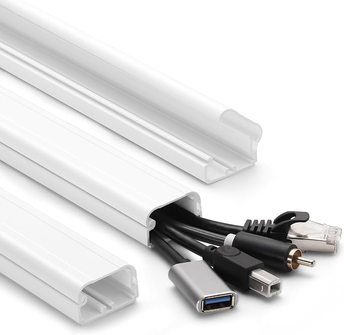 39in Cord Covers for Wires on Wall, YCLYC Wall Cord Cover, Large TV Cable Hider Wall Kit, White TV Cord Hider for Wall Mounted TV, Electrical Cable Raceway Cord Organizer, 3 X L13in W1.2 H0.7