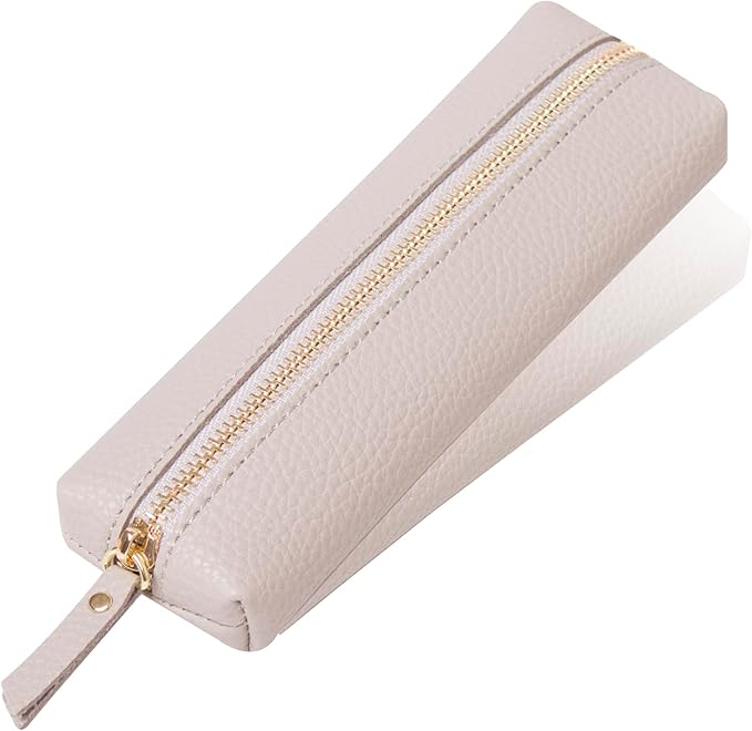 PU Pencil Pen Case Portable Stationery Bag Big Capacity Pencil Pouch Cosmetic Organizer Bag for School Office Woman Man (Gray)