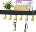 Key Holder Wall Mount Magnetic Adhesive - Key Hooks Rack with shelf | Key Hanger with Mail Organizer for RV Camper Fridge Living Room Decor, Home Essentials, Black Gold