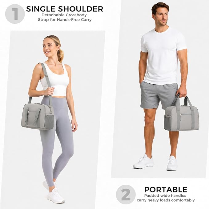 SeaRock 14 inch Small Gym Bag for Men & Women, Mini Duffle Bag for Travel Sports, Lightweight Carry On Duffel Bag, Gray