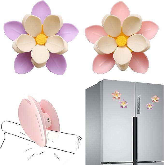 Magnetic Bag Clips Cute 3D Sakura - 20 Pack Food Closing Clips for Snack, Cereal & Pet Food Bags, Kitchen Organizer with Magnetic Base for Fridge Storage（Double Layer）