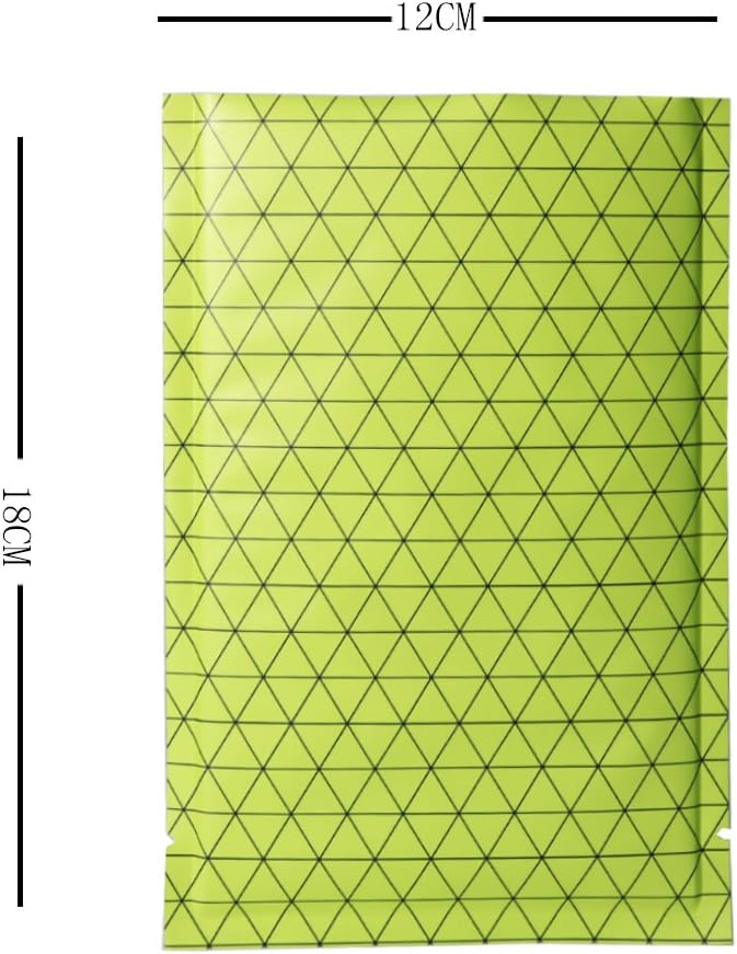 100 PCS 4 Mil Thick Open Top Heat Seal Bags, PET+AL+PE Mylar Bags with Easy Tear Notch, Resealable Heat Sealable Pouch for Food Storage, Packaging, Not Vacuum Bags (Green, 12 * 18CM/4.7"*7.1")