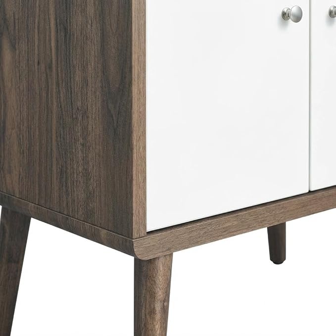 Furnifact Walnut White Display Cabinet Bookshelf with Modern Design, Ample Storage Space, Durable Construction, and Elegant Finish for Living Room, Office