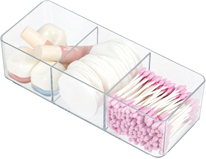 ZEXALOR Clear Drawer Organizer, 6 Sections Eyeglass Sunglasses Organizer Holder, Drawer Dividers Office Desk Tray Bathroom Makeup Jewelry Trays (9.2×3.5×2.3“)