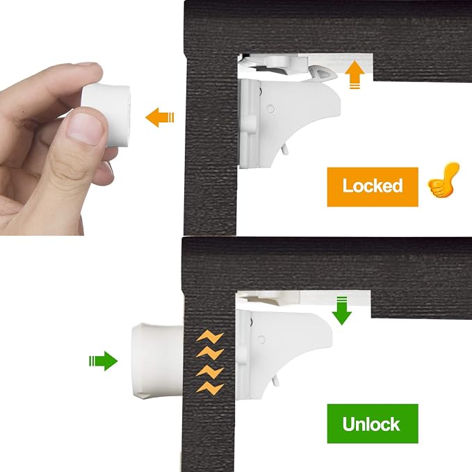 Vmaisi ChildProof Magnetic Cabinet Locks (11 Locks and 2 Keys) | Keeps dangerous things away from kids