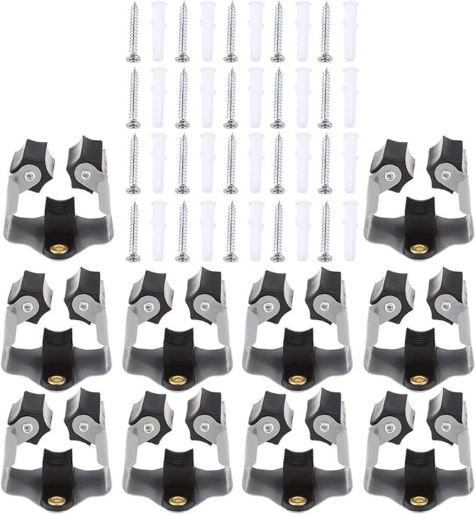 Broom Holder Wall Mount 10 Pack Heavy Duty Metal Mop Broomstick Shovel Handle Hanging Clips Clamp Organizer Hanger Rack Gripper Black