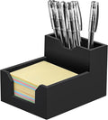 Kamehame Black Sticky Note Holder, Silicone Memo Holder with Pen or Card Slots, Sticky Note Dispenser, Fits 3x3 Inches Sticky Notes