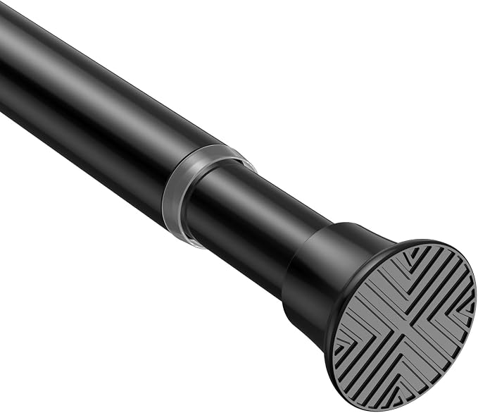 1Pack Tension Rods 31-76 Inch, Spring Loaded Curtain Rods Non-slip, Expandable Curtain Rod Tension No Drilling, Curtain Tension Rod For Window, Doorway, Kitchen, Tension Curtain Rod Black