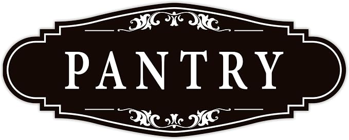 Pantry Door Sign Sticker for Kitchen, 9x3.5IN Self-adhesive Farmhouse Pantry Decor for Home，Waterproof Vinyl Food Storage Decals for House Area, Glass/Wooden Door, Restaurant （Black）