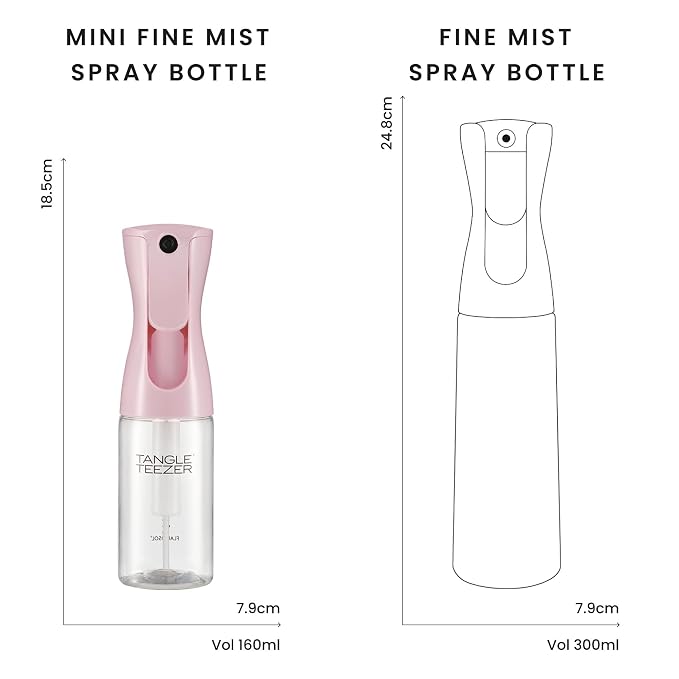TANGLE TEEZER Travel-Size Fine Mist Spray Bottle, 6.1 oz, Millennial Pink | Travel-size reusable, refillable fine-mist continuous spray bottle; refreshes, detangles & styles hair on the go