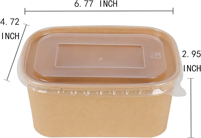 34 oz Disposable Kraft paper bowls with lids Food container 50 Pack