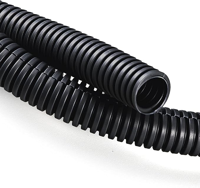 ZhiYo 20FT 1/4” Wire Loom Split Tubing Auto Wire Conduit Flexible Cover | High Temperature Heat Resistant -40F to 257F | Plastic Cover for Electrical Wires & Cables, Black