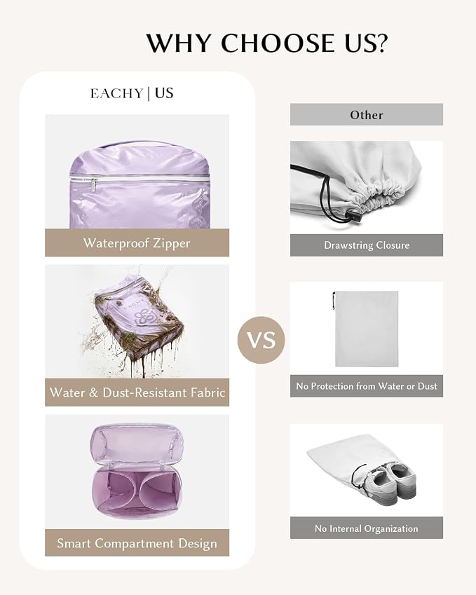 EACHY Shoe Bag for Travel, Water-Resistant Shoe Pouch for Gym, Odor-Resistant Soccer Cleats Bag for Sport