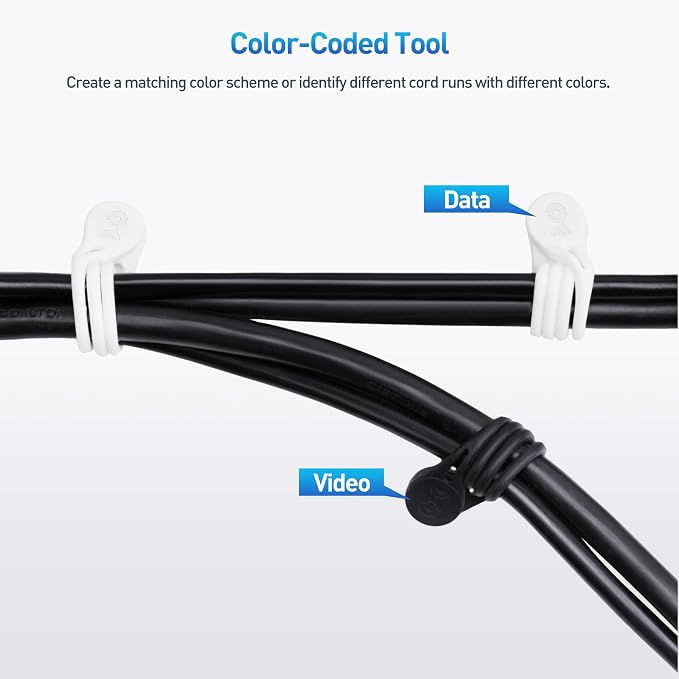 Cable Matters 20-Pack Ultra Strong Silicone Magnetic Cable Ties | Black and White, Magnetic Cord Ties, ZipTies, Cord Organizer