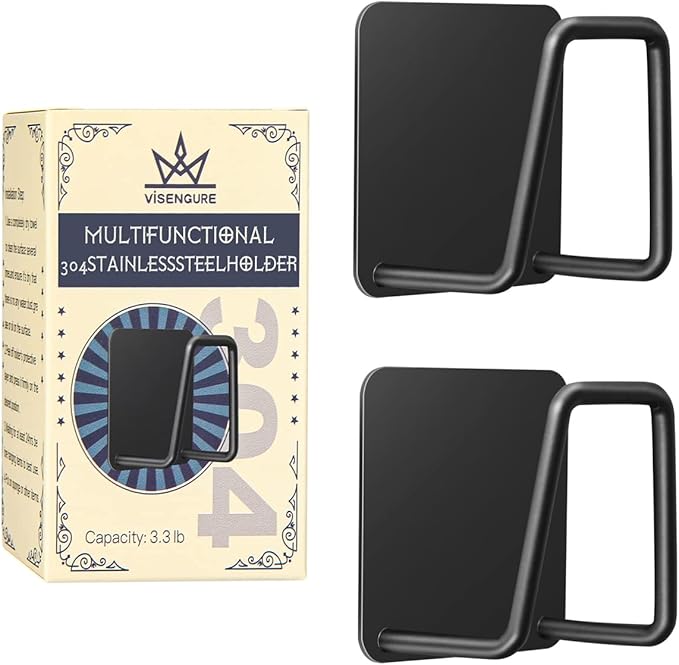 Sponge Holders for Kitchen Sink 2 Packs, Black 304 Multifuctional Stainless Steel Holder, 3.3 lbs Capacity
