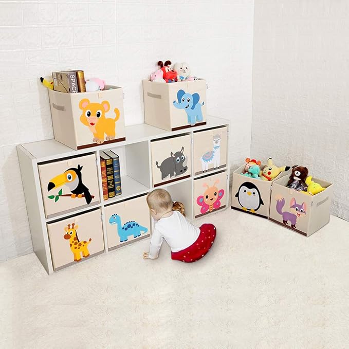 CLCROBD Foldable Animal Cube Storage Bins Fabric Toy Box/Chest/Organizer for Kids Nursery, 13 inch (Penguin)