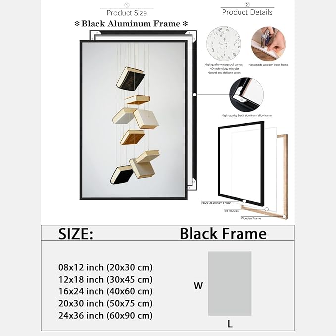 Minimalist Book Art Aesthetic Poster Canvas Wall Art Decoration Living Room Home Decor Bedroom Decoration Poster black framed12x18inch